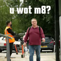 u wot m8 man pointing