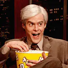 Bill Hader eating popcorn