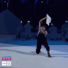 Dancer throws paper airplane at Youth Olympic Games