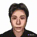 Pixel art face morphing into robot
