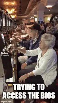 Old couple trying to access the bios