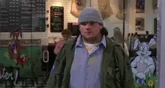 Dwight Schrute screams and falls