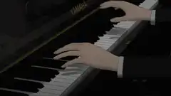 anime hands playing piano