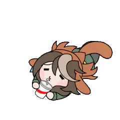 Chibi character drinking from a cup