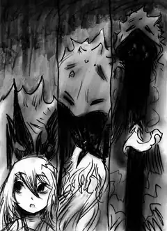 anime girl with shadow monsters