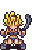 pixel art blonde woman with sword