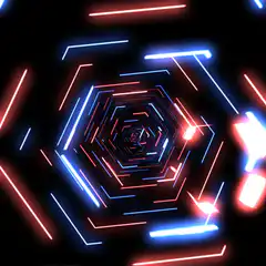 Neon hexagonal tunnel loop