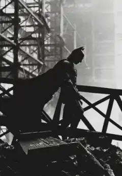 Batman silhouette on bridge