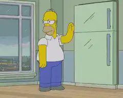 Homer Simpson falls onto a mattress