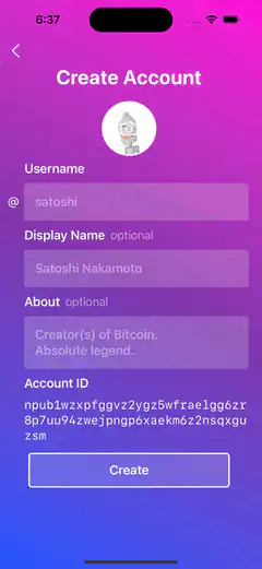 Damus app account creation and setup