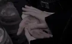 Hands holding a small object