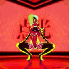 Neon robot girl dancing