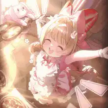 Anime girl falling with bunny