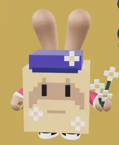 3D pixel art bunny character spinning