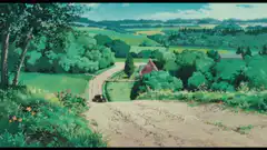Tractor driving up a country road
