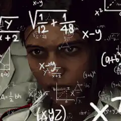 Confused girl with math equations
