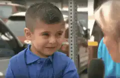 Boy gets shy during interview