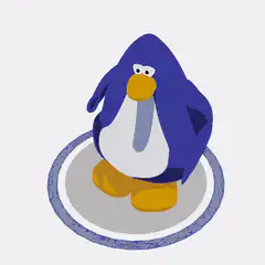 Blue penguin spinning on plate