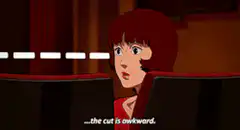 Woman in theater with awkward cut