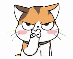 Cartoon cat thinking with paw on chin