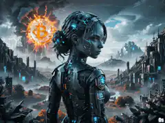 Cyberpunk woman with Bitcoin symbol