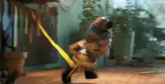 Dog on a leash flying through the air