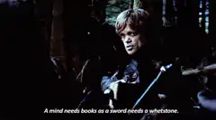Tyrion Lannister books and sword quote