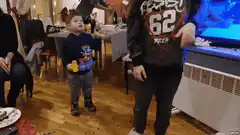 Toddler pops confetti cannon