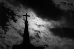 church steeple cross cloudy sky