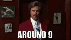 Ron Burgundy blowing a conch shell