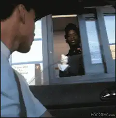 Man gets ice cream in face at drive-thru