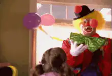 Scary clown at a birthday party