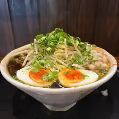 Bowl of ramen with egg and green onions
