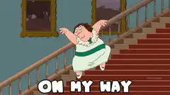 Lois Griffin sliding down the stairs