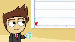 Businessman watching stock chart rise