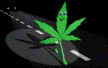 Walking Marijuana Leaf on Road
