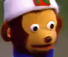 Monkey puppet smiling and zooming in