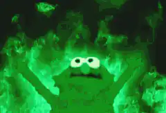 green monster with glowing eyes