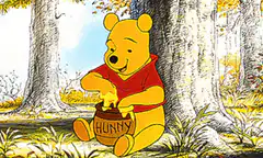 Winnie the Pooh eating honey