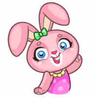 Pink bunny girl waving