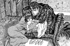 Guts holding Casca and Griffith