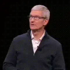 Tim Cook looks up in awe