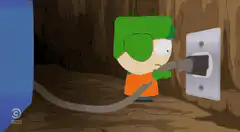Stan plugs in the train