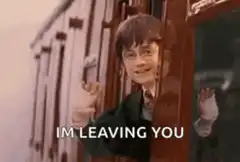 Harry Potter waving goodbye from train