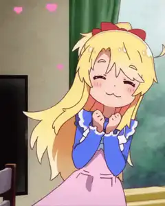 Anime girl blushing with hearts