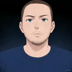 anime style man with serious expression