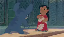 Stitch and Lilo hug