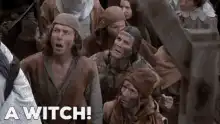 Monty Python crowd shouting A Witch!