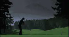 golfer swings on dark course