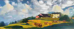 Animated farm landscape painting